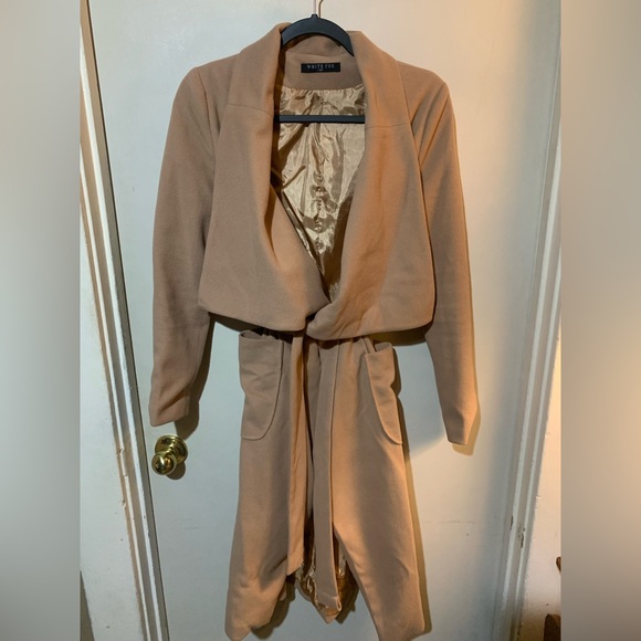 White Fox Boutique Jackets & Blazers - White Fox Belted Camel Coat with Pockets Size XS